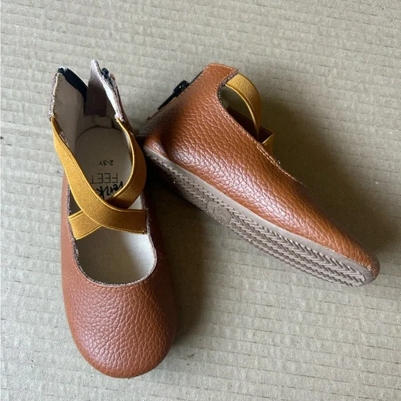 Monkey Feet Shoes Monkey Feet Brown Leather Kids Shoes With